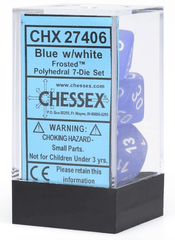 Chessex Dice: 7 Set Polyhedral Frosted Blue White CHX27406